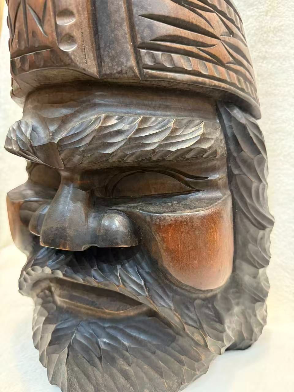 希少】アイヌ 木彫り 置物 3点セッ ト エカシ首長 夫婦人形 ニポポ