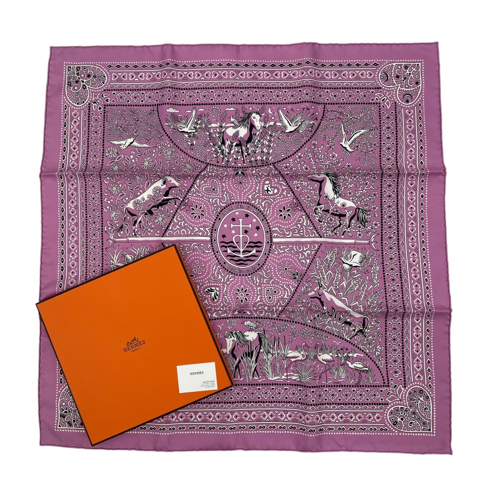 新品同様 HERMES エルメス スカーフ カレ55 シルク100％ Entre Ciel et