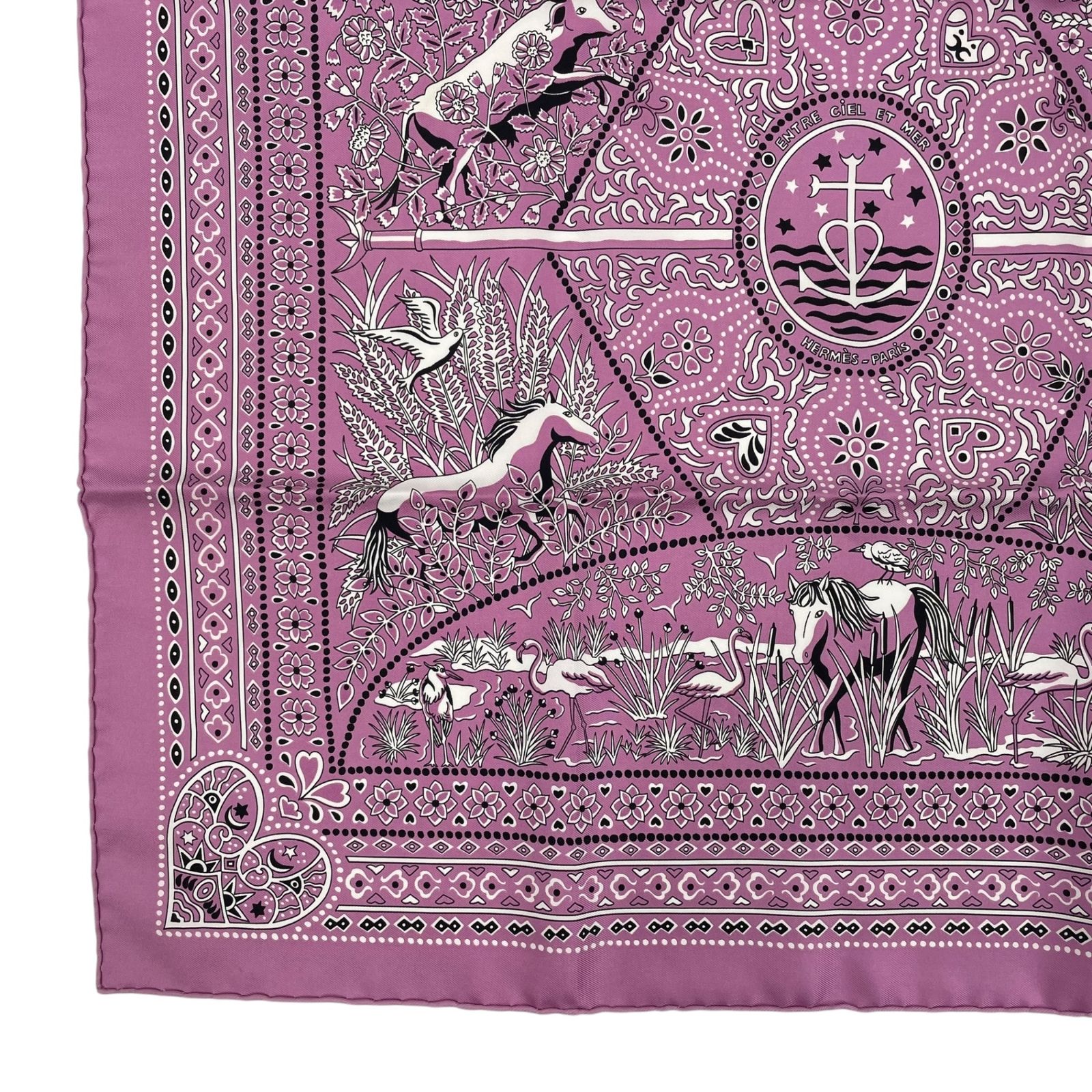 新品同様 HERMES エルメス スカーフ カレ55 シルク100％ Entre Ciel et