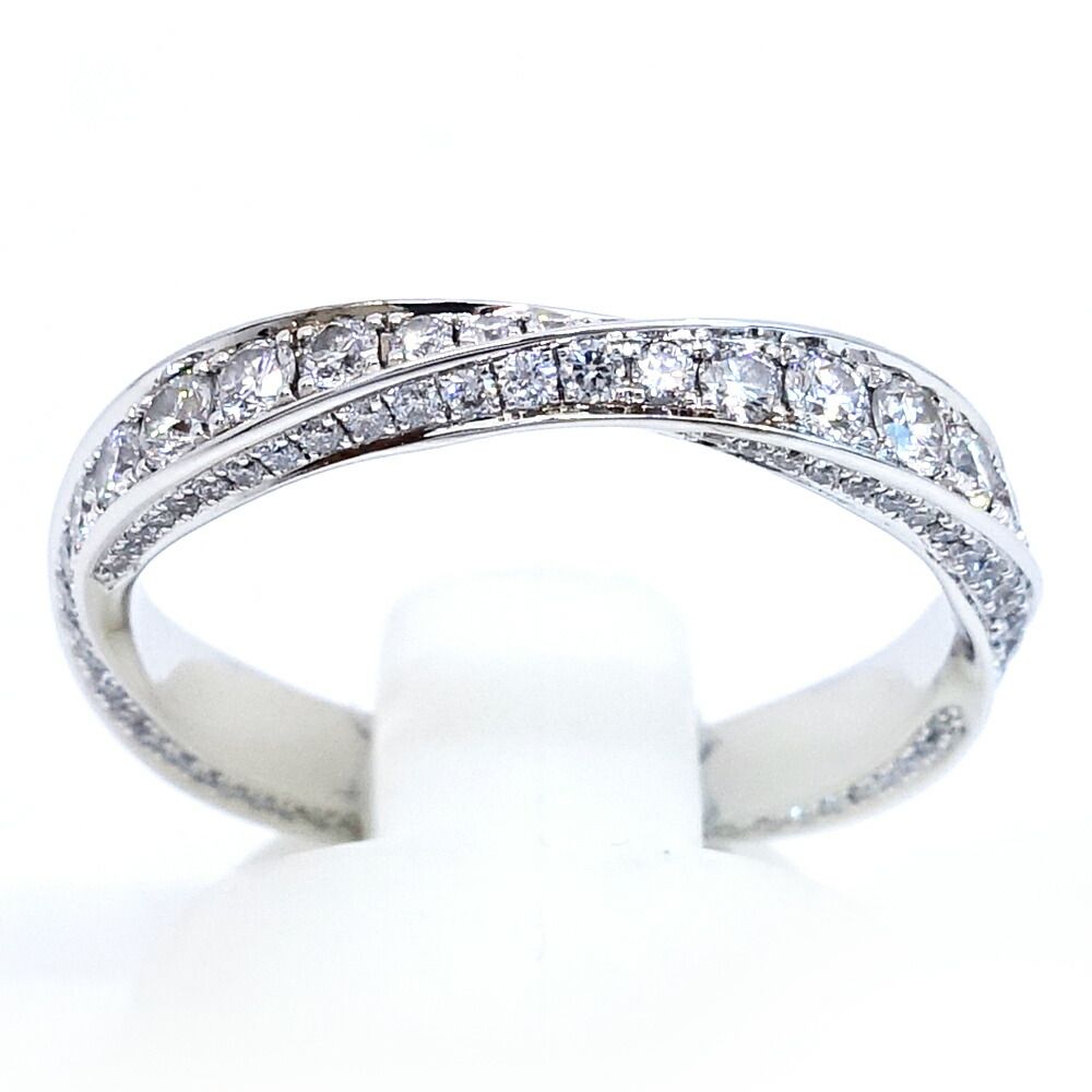 栄】グラフ K18WG スパイラル ダイヤモンド フルエタニティ リング