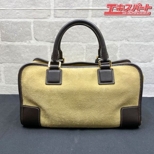 LOEWE アナグラム アマソナ28 ハンドバッグ レザー/スエード ブラウン