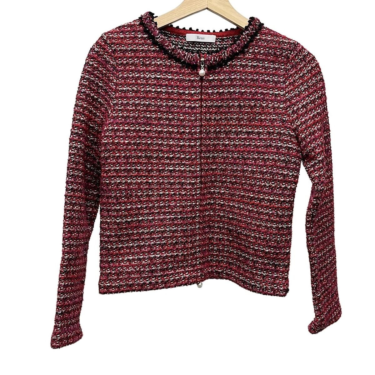 Rene ルネ 長袖オープンフロントカーディガン Rene ルネ 22SS 袖パール オープンフロント カーディガン38○理由