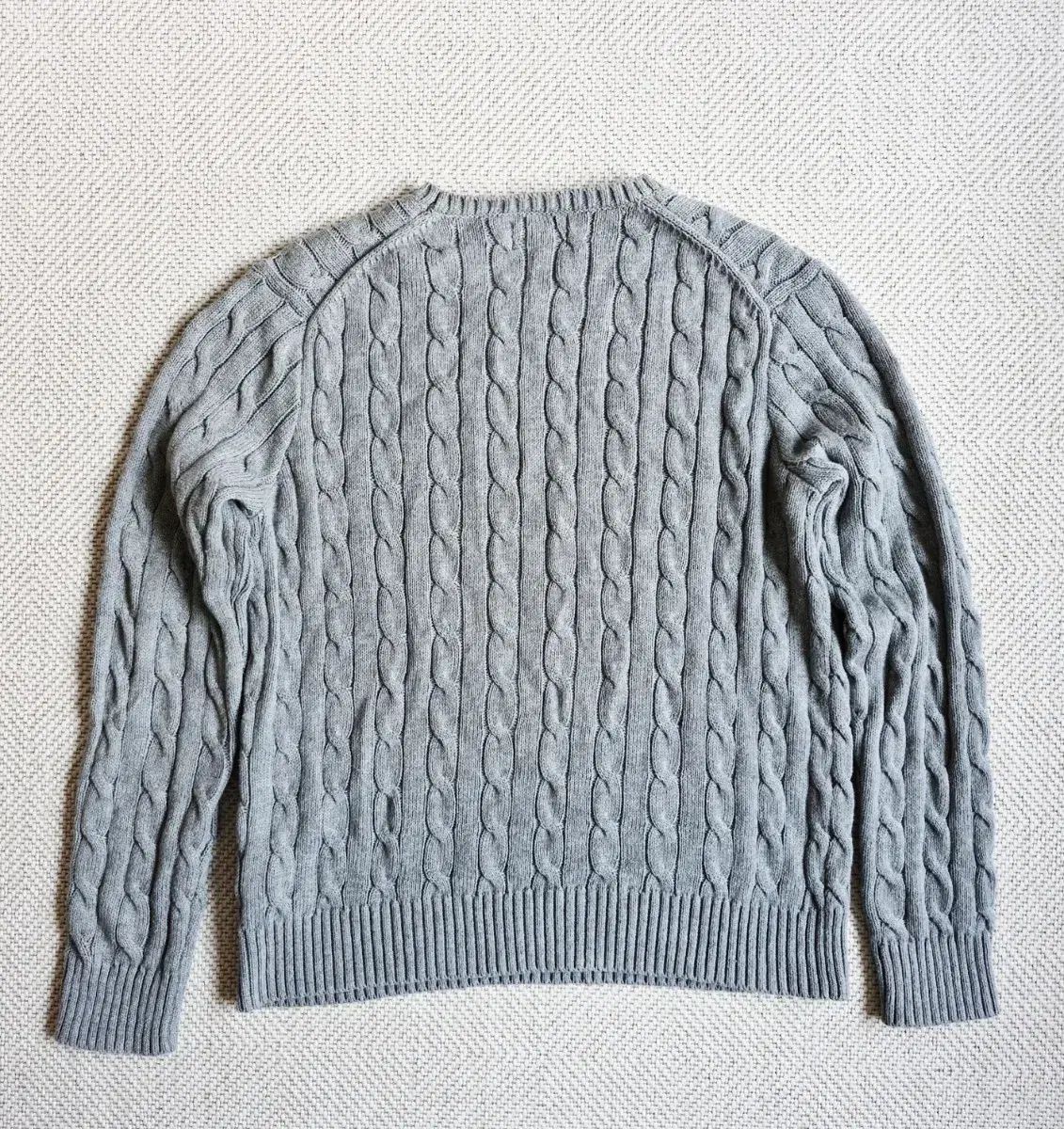 ポロラルフローレン グレー コットン ケーブル ニット M - メルカリ