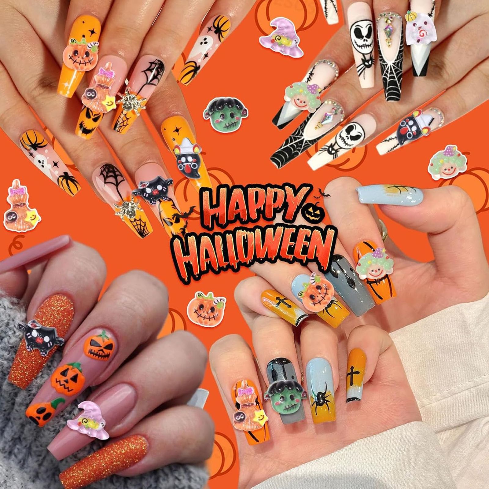 Tibemi ネイルパーツ ハロウィン 100個セット 3D立体 魔女の帽子