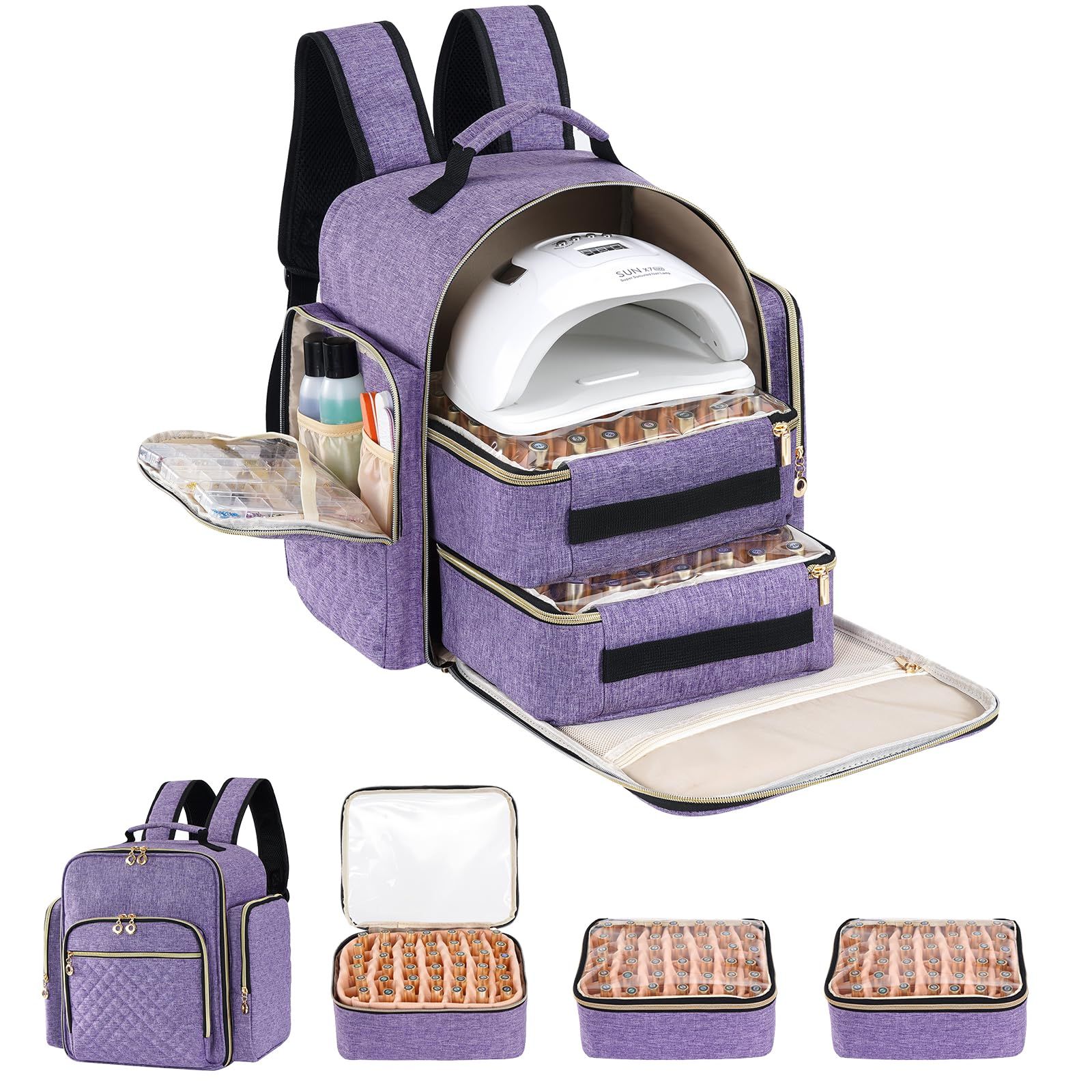 ポータブルマニキュアネイルアートツールストレージケースバッグ ジェルネイルポリッシュとランプストレージオーガナイザーボックス トラベ ポータブルネイル ポリッシュ収納ケース、ボトル用、二重層マニキュアツールオーガナイザー、ネイルドライヤーコンパートメント ... マニキュア オーガナイザー ケース - 二重層マニキュア キャリング ケース,トラベル メイクアップ オーガナイザー バッグ ネイル