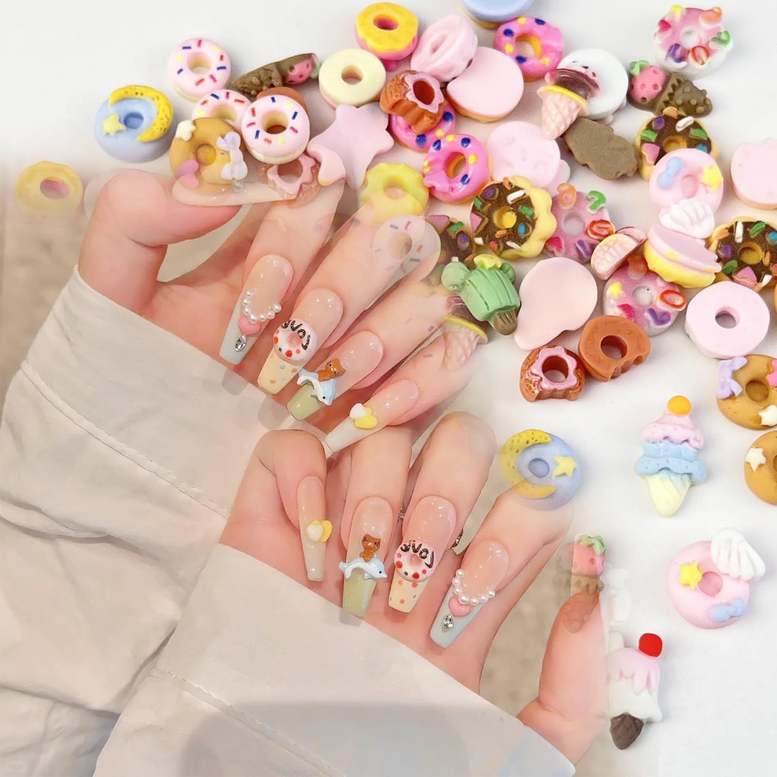 ネイルパーツ ドーナツ 100個セット 3D 立体 可愛い ドーナツ アイス