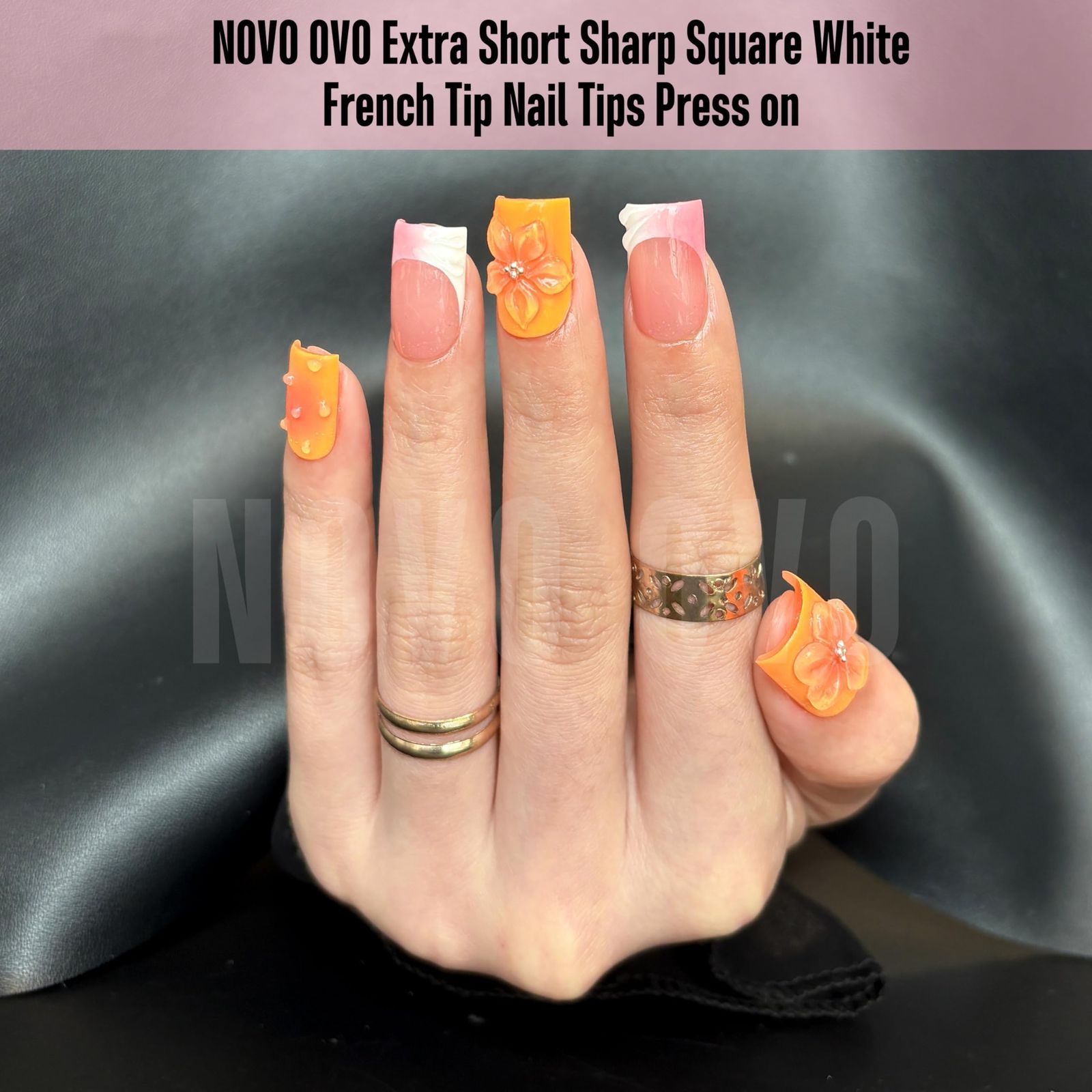 NOVO OVO Sharp Square Short Nail Tips Press on, Natural (Not