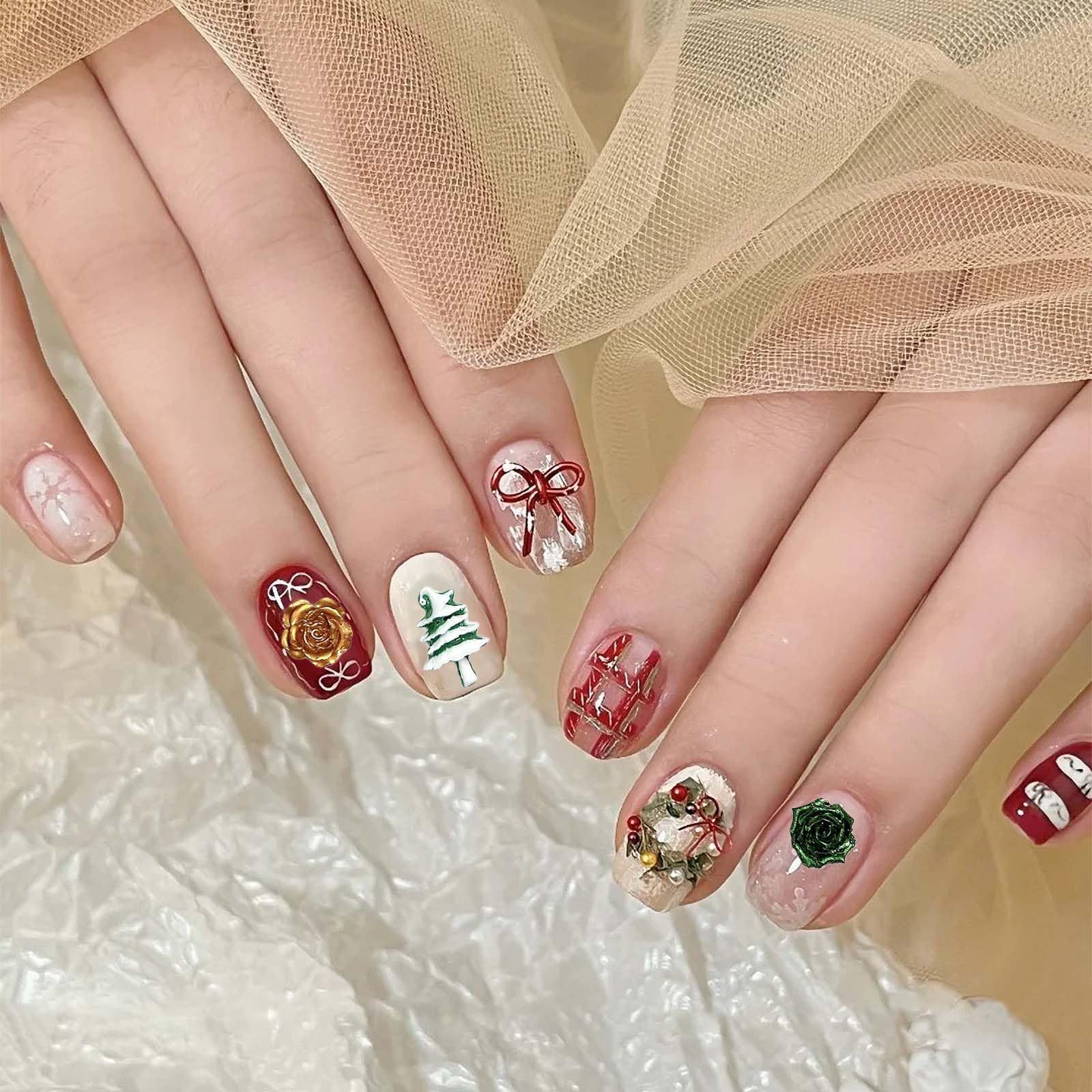 ネイルパーツ クリスマス 100個セット 3D 立体 クリスマスツリー 雪の