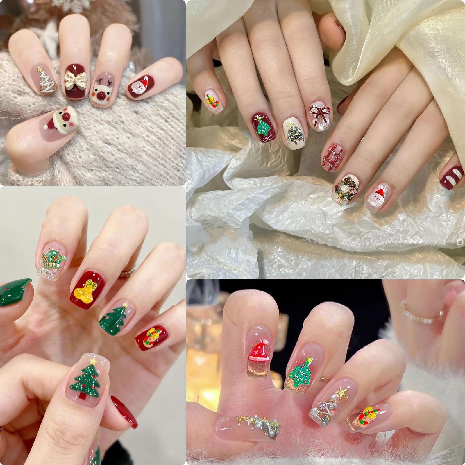 ネイルパーツ 100個セット 3D 立体 可愛い クリスマスツリー