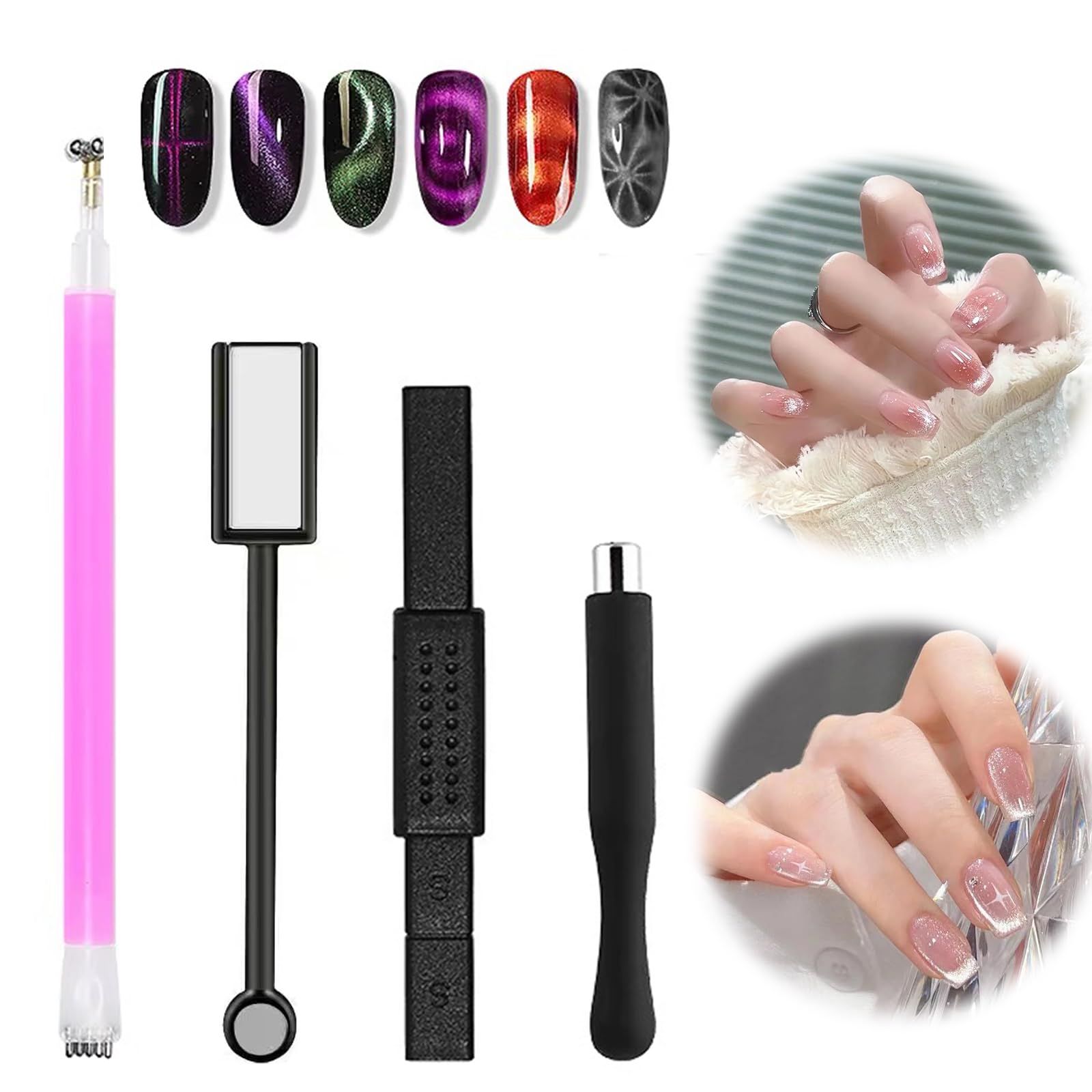 Coollooda ネイルアートツール(4点セット)キャッツアイ専用磁石ツール
