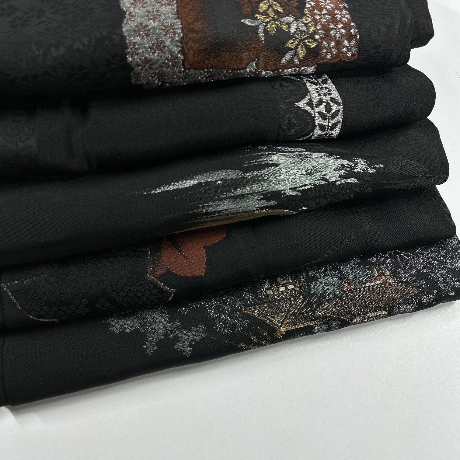 黒絵羽織 5枚 正絹 羽織まとめ売り 同梱購入歓迎 リメイク用 着付け