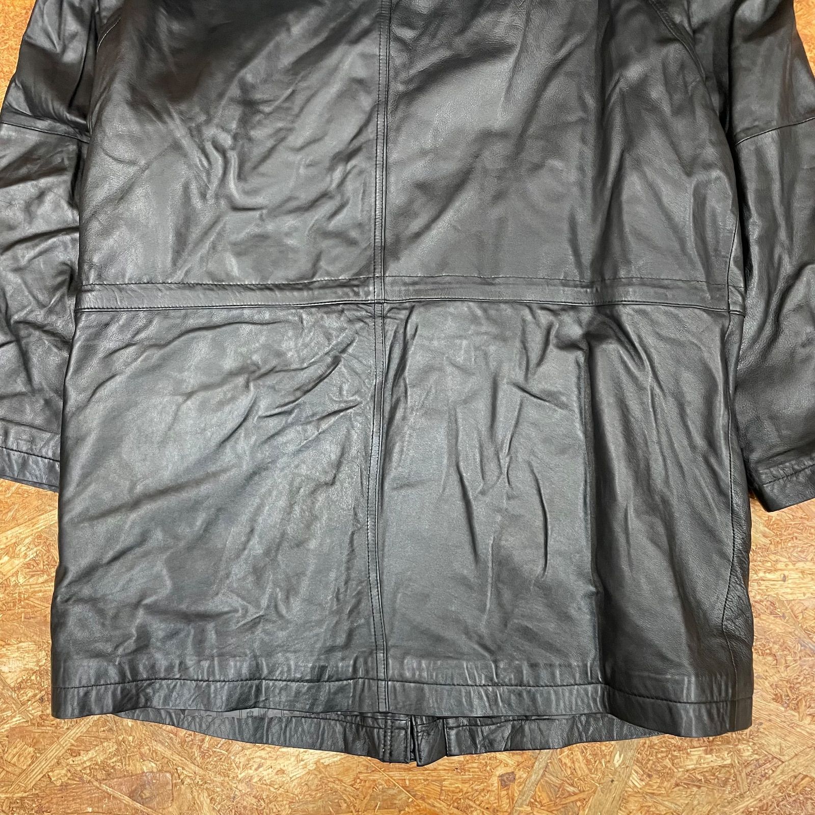 本革 レザーコート 4L ブラック ラムレザー 羊革 革ジャン ビッグ