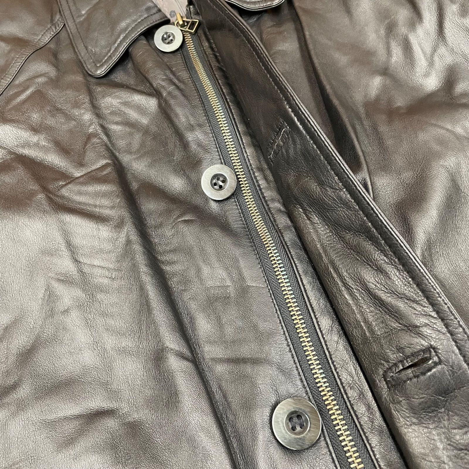 本革 レザーコート 4L ブラック ラムレザー 羊革 革ジャン ビッグ