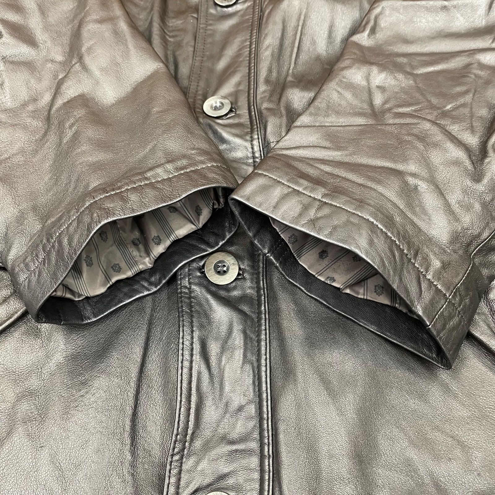 本革 レザーコート 4L ブラック ラムレザー 羊革 革ジャン ビッグ