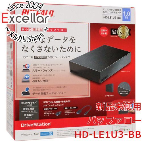 bn:17] 【新品訳あり(箱きず・やぶれ)】 BUFFALO 外付HDD HD-LE1U3-BB