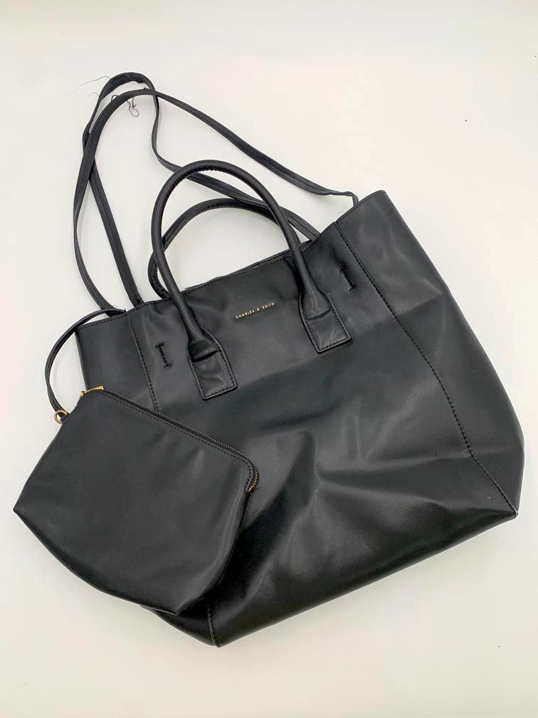 CHARLES & KEITH チャールズ＆キース 2WAY ポーチ付き ボウ トート