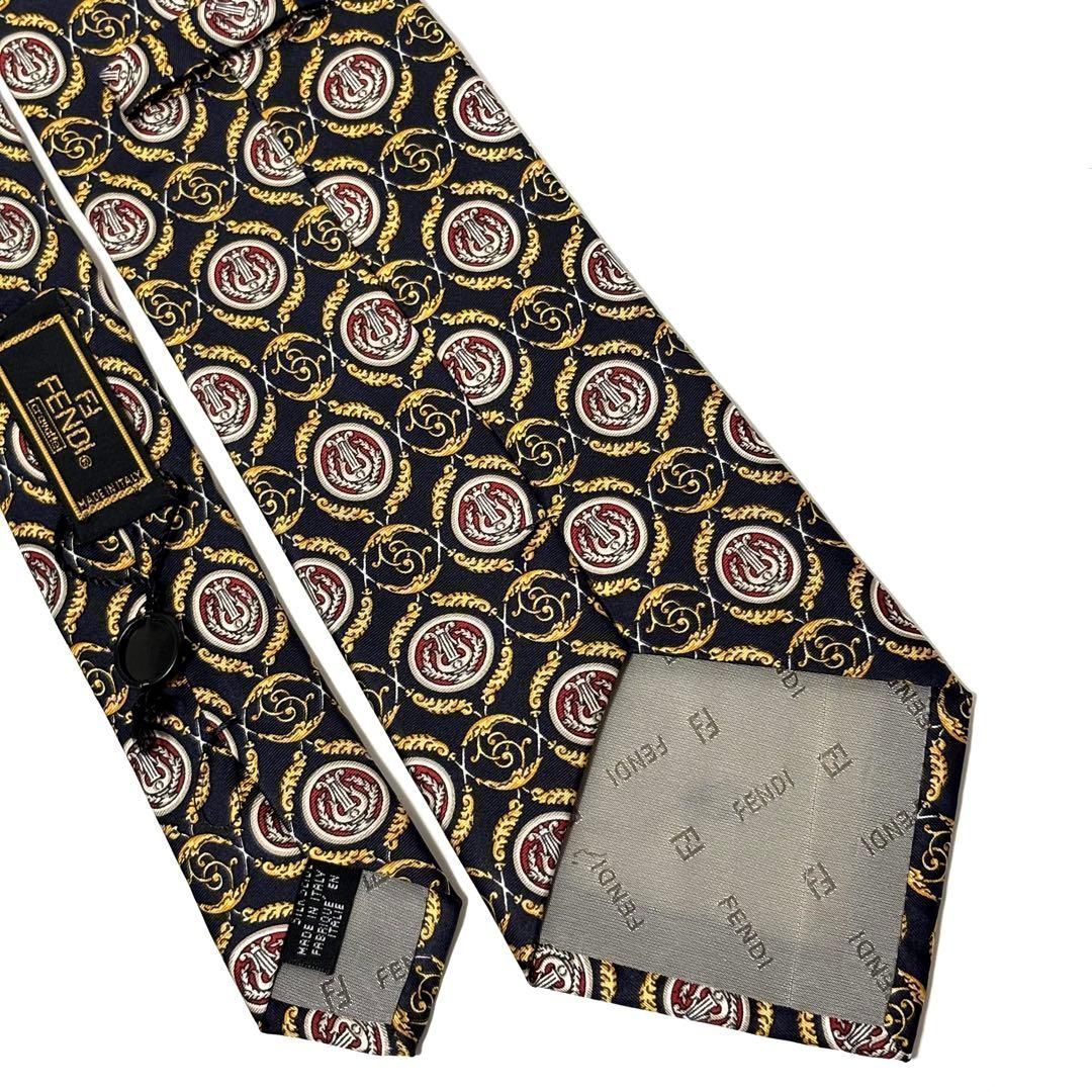 【✨極美品✨】FENDI フェンディ ネクタイ ソリッド　無地 ブラック シルク フェンディ ブランド ネクタイ ダークネイビー 濃紺 シルク 極美品