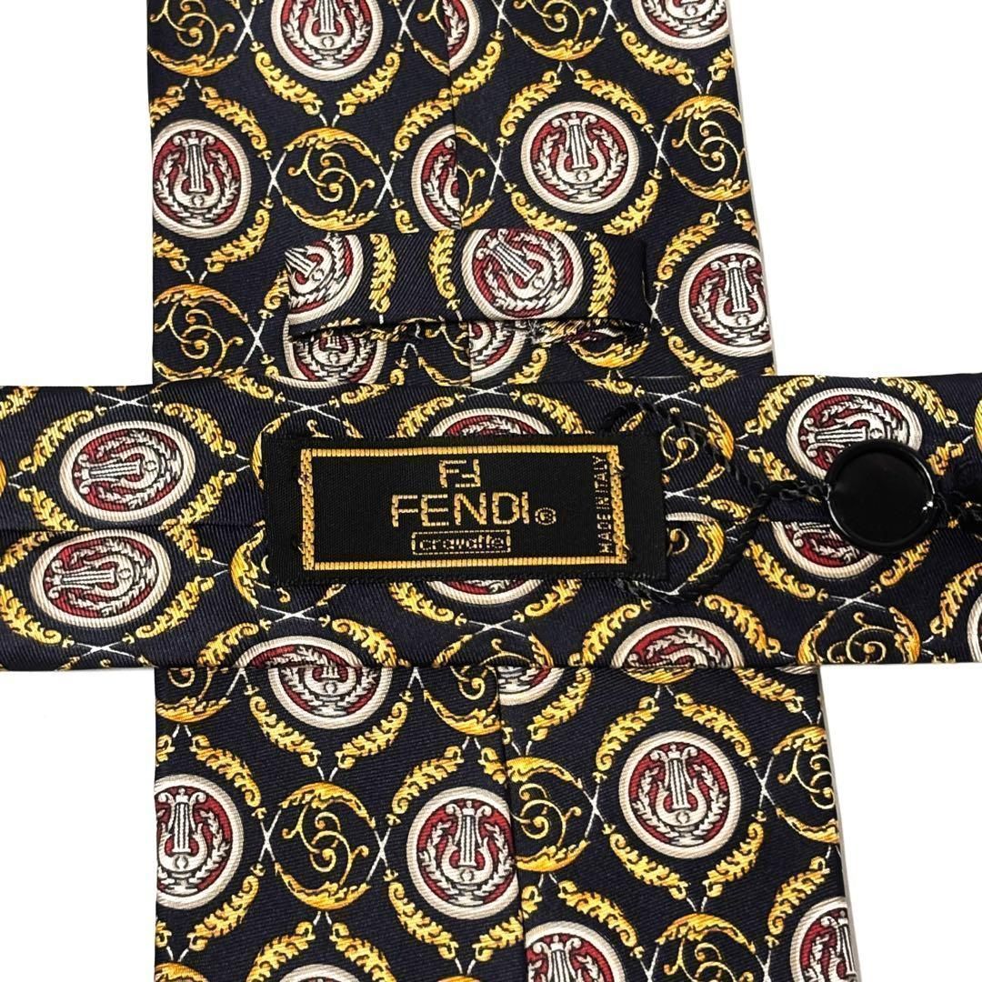 フェンディ ブランド ネクタイ ダークネイビー 濃紺 シルク 極美品
