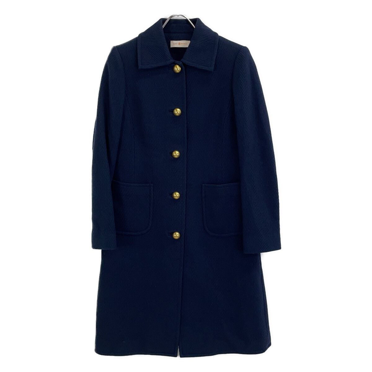 ＜新品未使用品＞タグ付き！Tory Burch　テーラードコート（ネイビー） Tory Burch トリーバーチ 10006301 ﾈｲﾋﾞｰ 金ﾎﾞﾀﾝ ﾛﾝｸﾞｺｰﾄ XS - メルカリ
