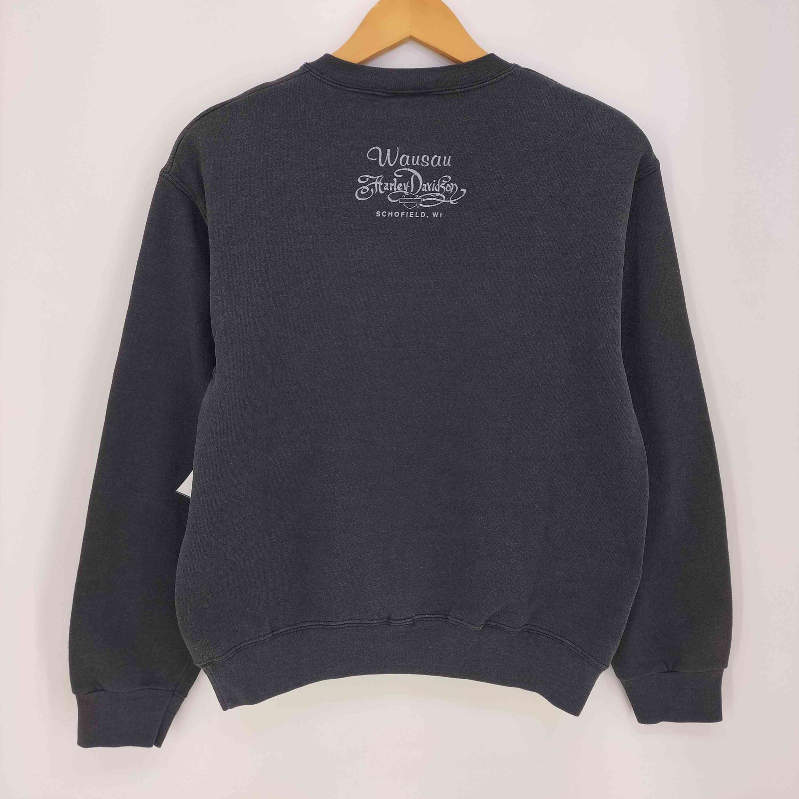 ハーレーダビットソン スウェット XL黒 ビンテージ 古着 両面プリント ハーレーダビッドソン☆ヴィンテージスウェット 2XL 両面プリント ブラック