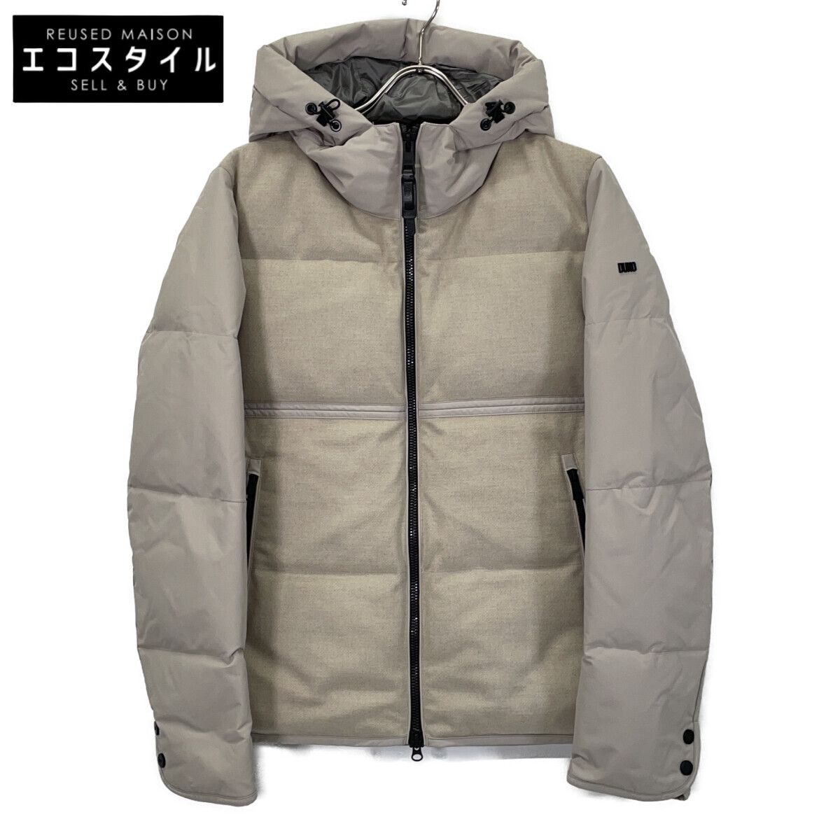 DUNO デュノ 1209-PALM4 ｸﾞﾚｰ ｳｰﾙ×ﾅｲﾛﾝ ｺﾝﾋﾞ ﾌｰﾃﾞｯｯﾄﾞﾀﾞｳﾝｼﾞｬｹｯﾄ