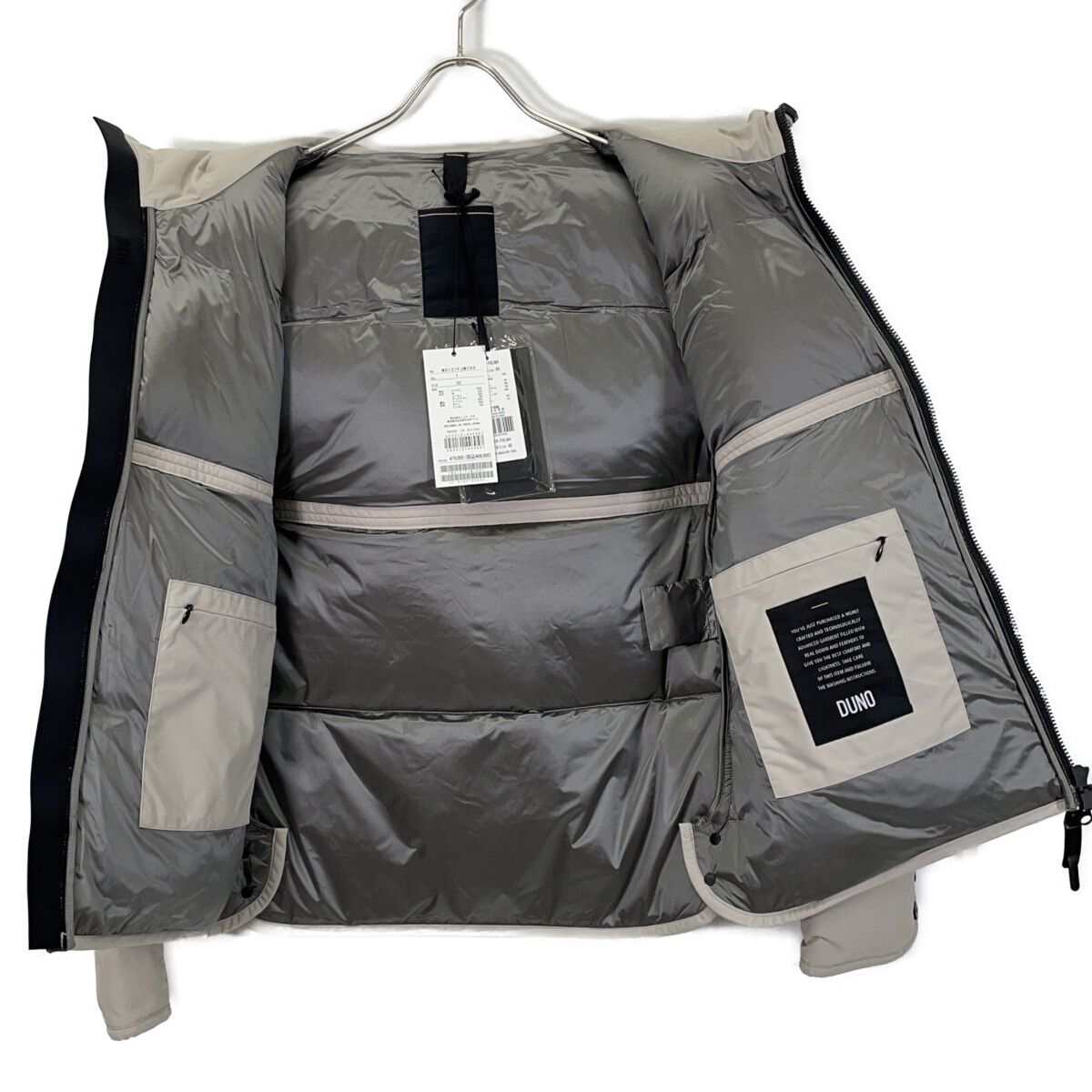 DUNO デュノ 1209-PALM4 ｸﾞﾚｰ ｳｰﾙ×ﾅｲﾛﾝ ｺﾝﾋﾞ ﾌｰﾃﾞｯｯﾄﾞﾀﾞｳﾝｼﾞｬｹｯﾄ