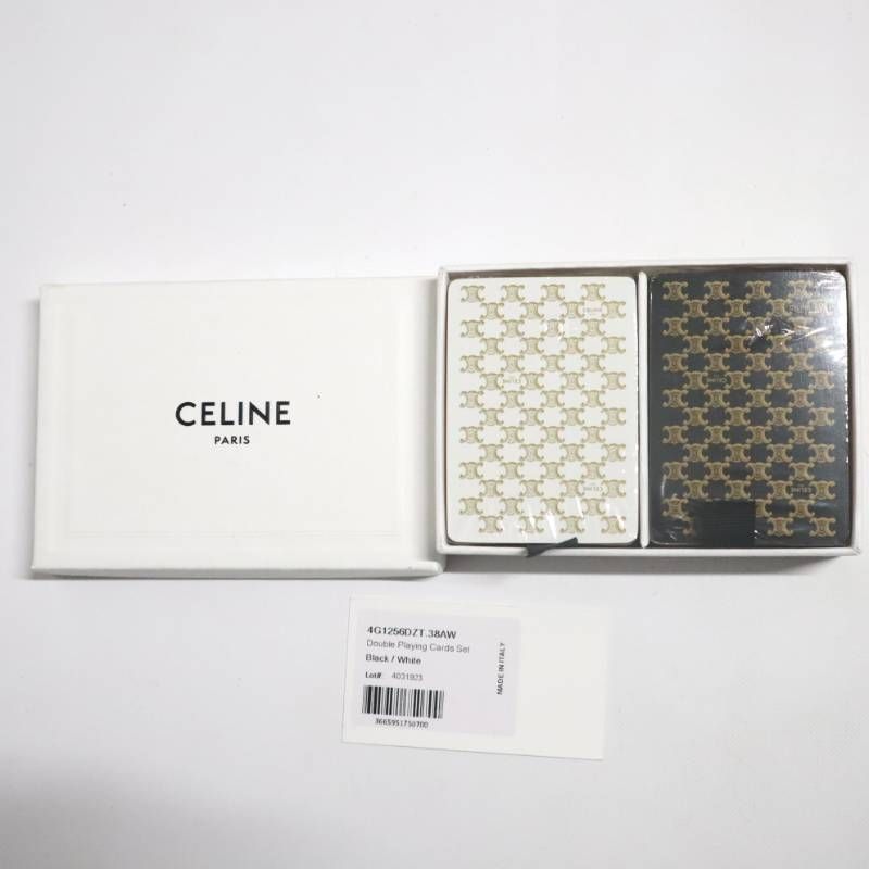 【正規品】 CELINE セリーヌ トランプ カードセット トリオンフ 箱付き CELINE セリーヌ トリオンフ トランプ ダブルセット ブラック ホワイト