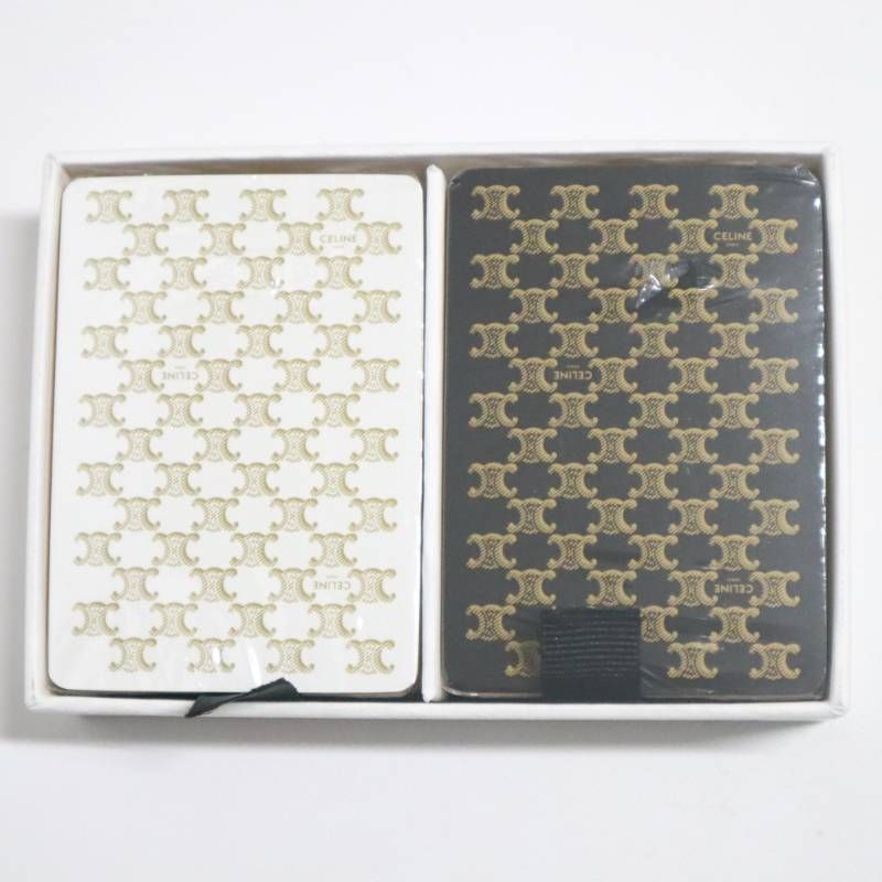 【正規品】 CELINE セリーヌ トランプ カードセット トリオンフ 箱付き CELINE セリーヌ トリオンフ トランプ ダブルセット ブラック ホワイト