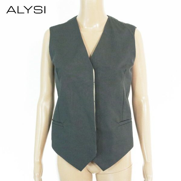 80%OFF 新品 アリジ ALYSI ジレ 42 ECS1307 M Lサイズ グレー レディース ベスト トップス ノースリーブ コットン シルク イタリア製