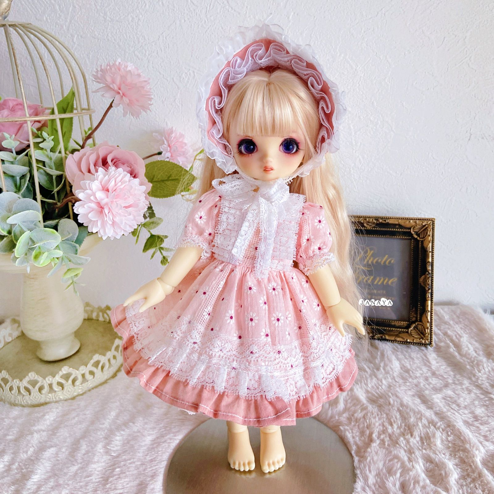 JANAYA ハンドメイド 幼SD服 ピンクワンピース 3点セット 翌日発送