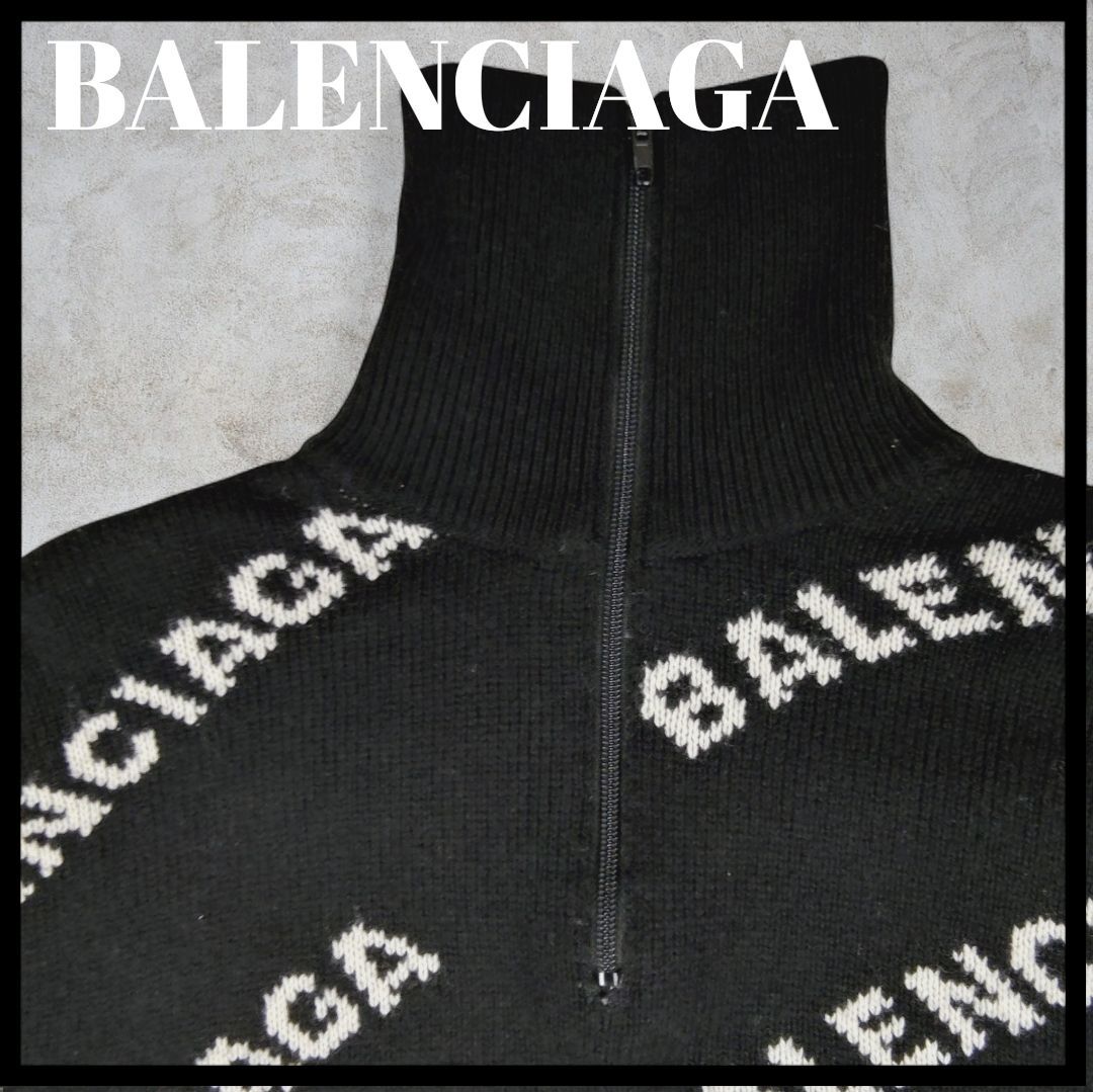 BALENCIAGA バレンシアガ 総柄 ロゴニットセーター ブラック 楽天市場】バレンシアガ BALENCIAGA 総柄ロゴ ニット セーター クルー