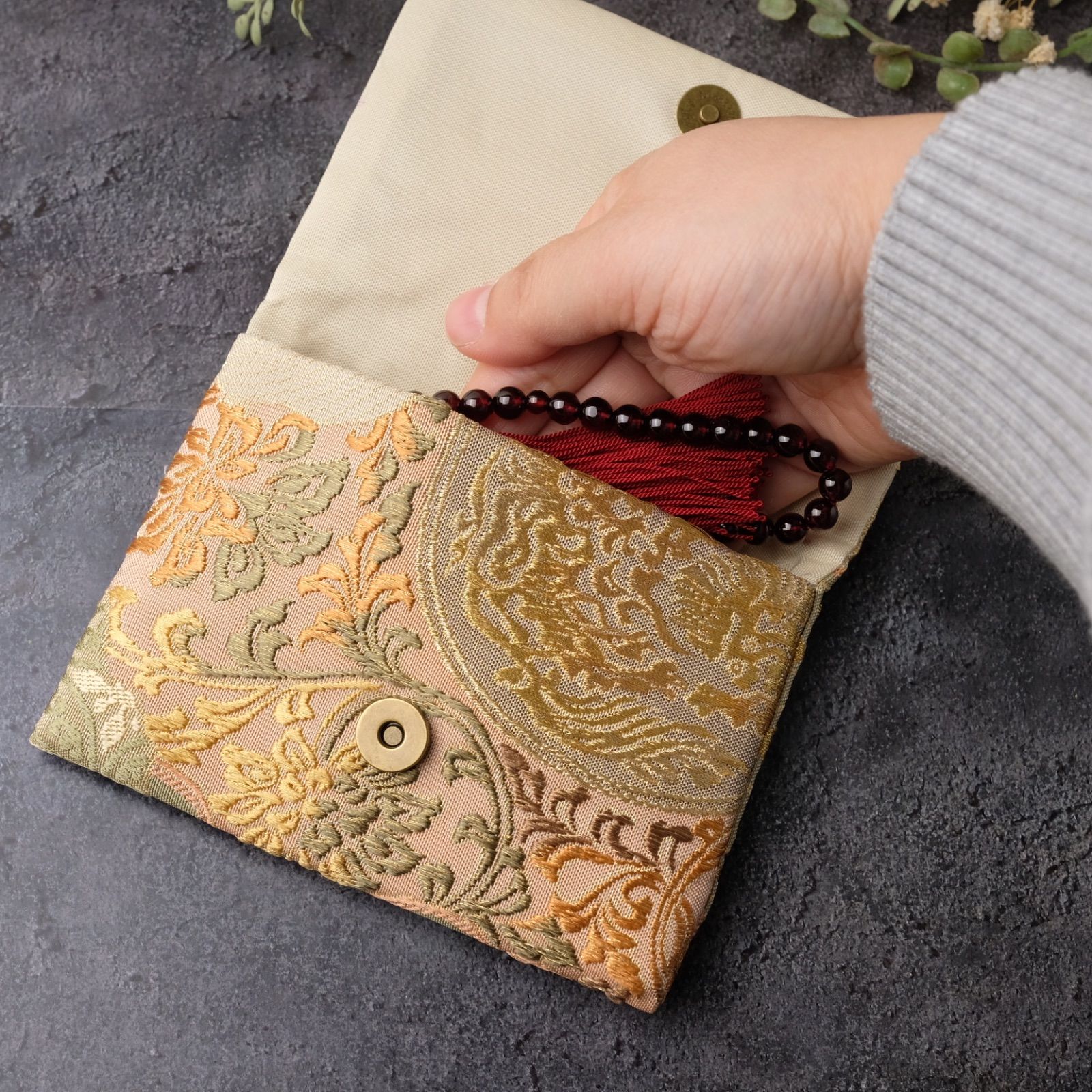 帯リメイク 数珠入れ 数珠ケース 念珠入れ 袱紗タイプ J-15-063