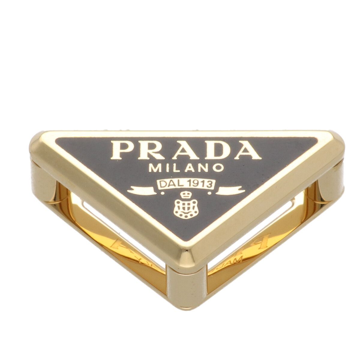【中古】 PRADA プラダ 1FF030_2BA6_F0002 メタル スカーフクリップ ブラック 25031318 KJ