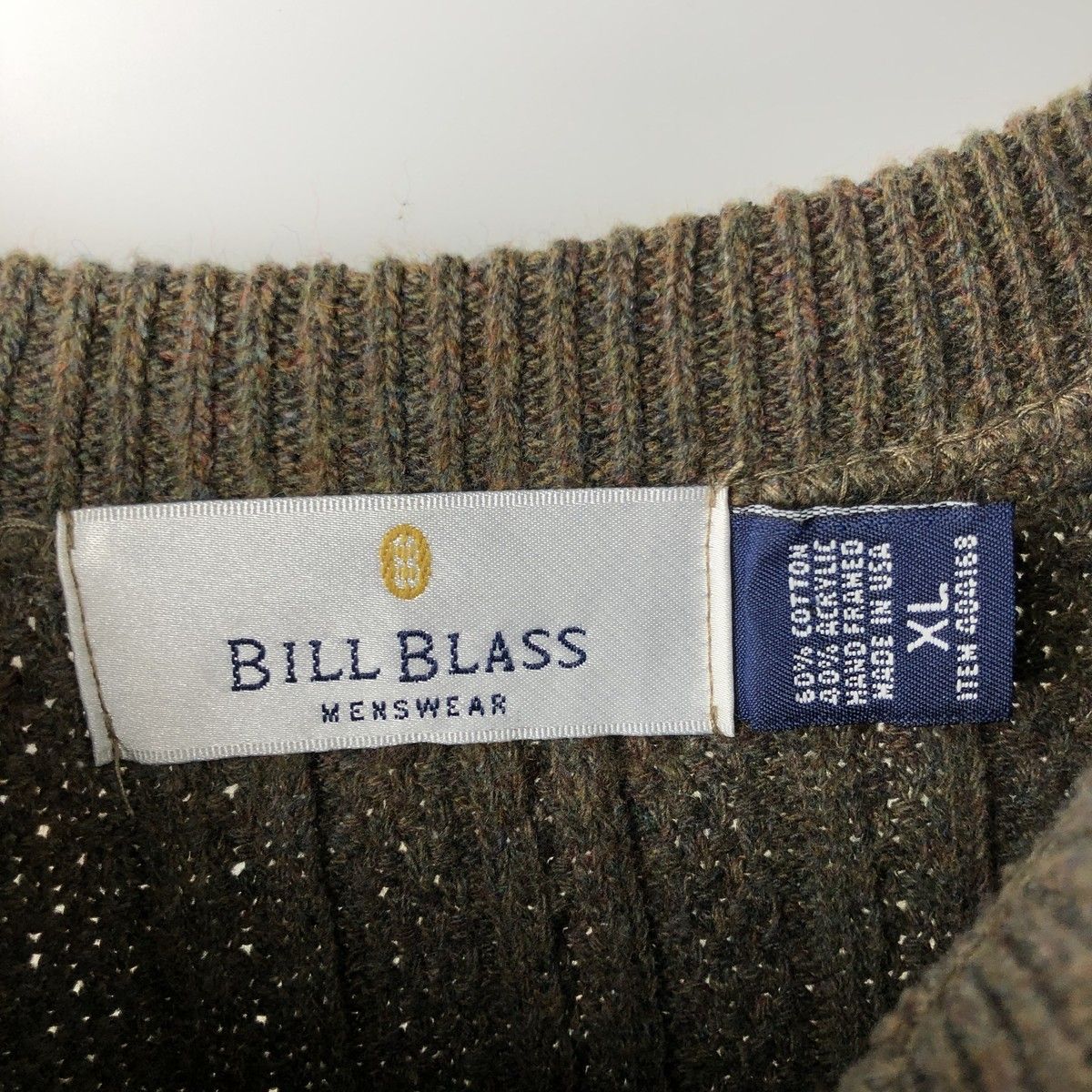 古着 BILL BLASS ヘンリーネック コットンニットセーター USA製 メンズ