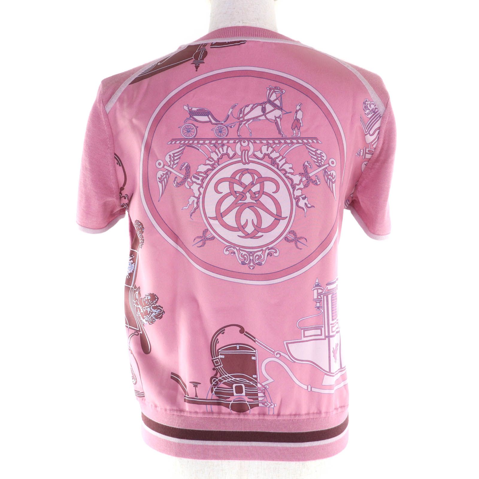 エルメス HERMES シルク素材 フランス製 半袖シャツ [NF291]38