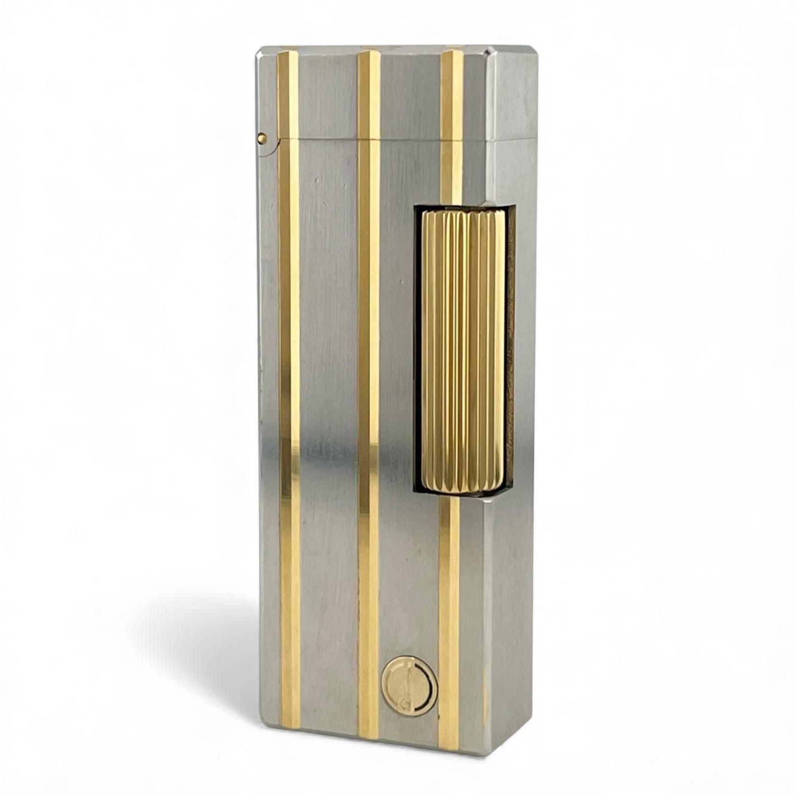 美品△Dunhill ダンヒル スクエア ストライプ柄 ローラー式 喫煙具