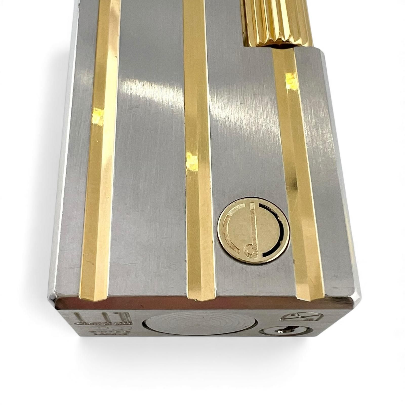 美品△Dunhill ダンヒル スクエア ストライプ柄 ローラー式 喫煙具