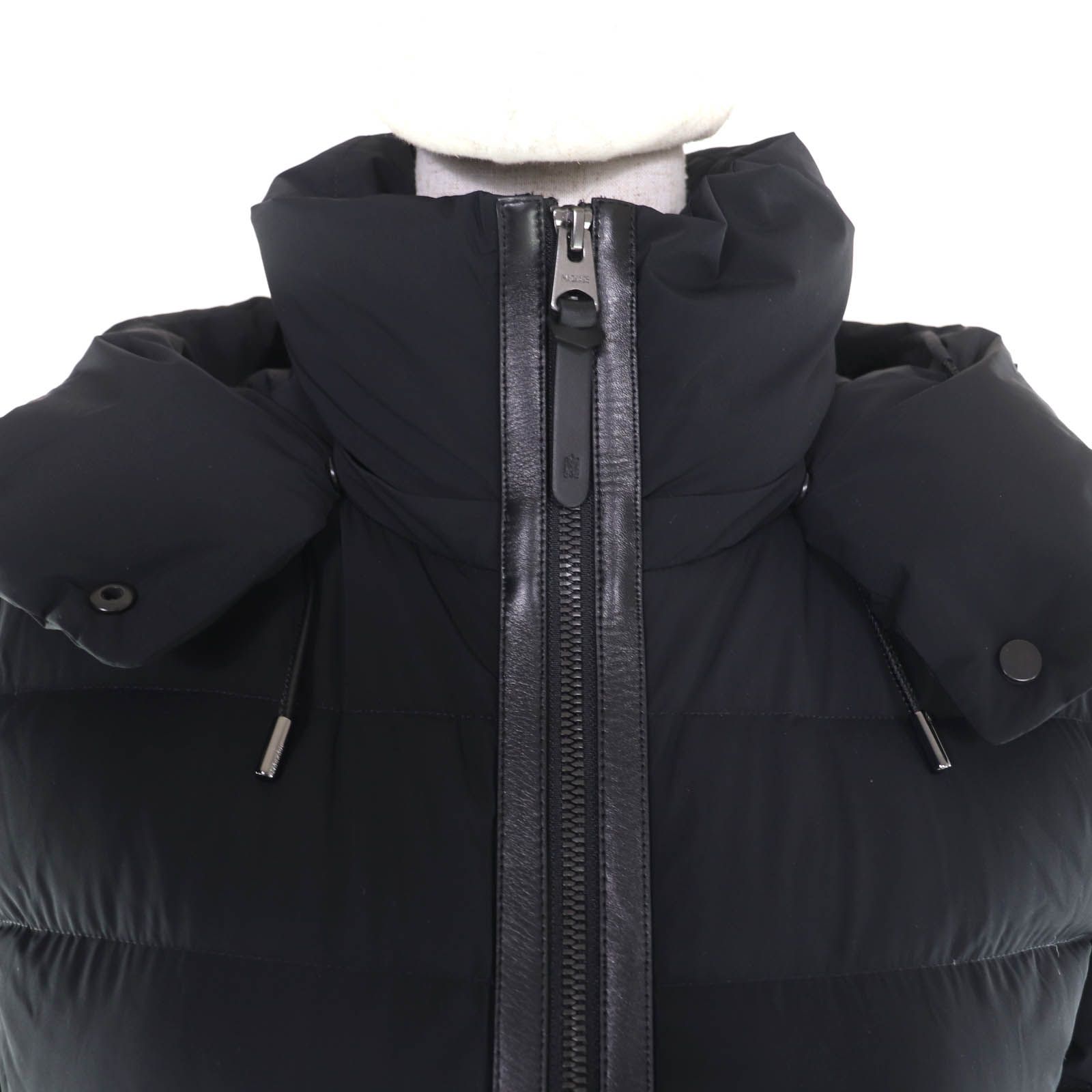 美品☆MACKAGE マッカージュ FARREN レザーロゴワッペン・フード付 ZIP