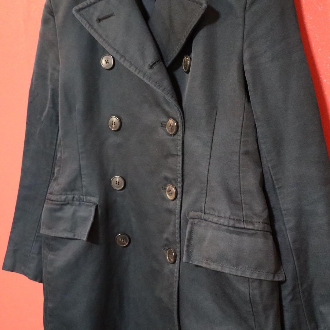 DRIES VAN NOTEN ネイビー 光沢デザイン トレンチコート - メルカリ