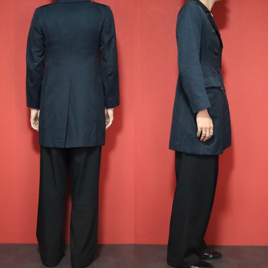 DRIES VAN NOTEN ネイビー 光沢デザイン トレンチコート - メルカリ