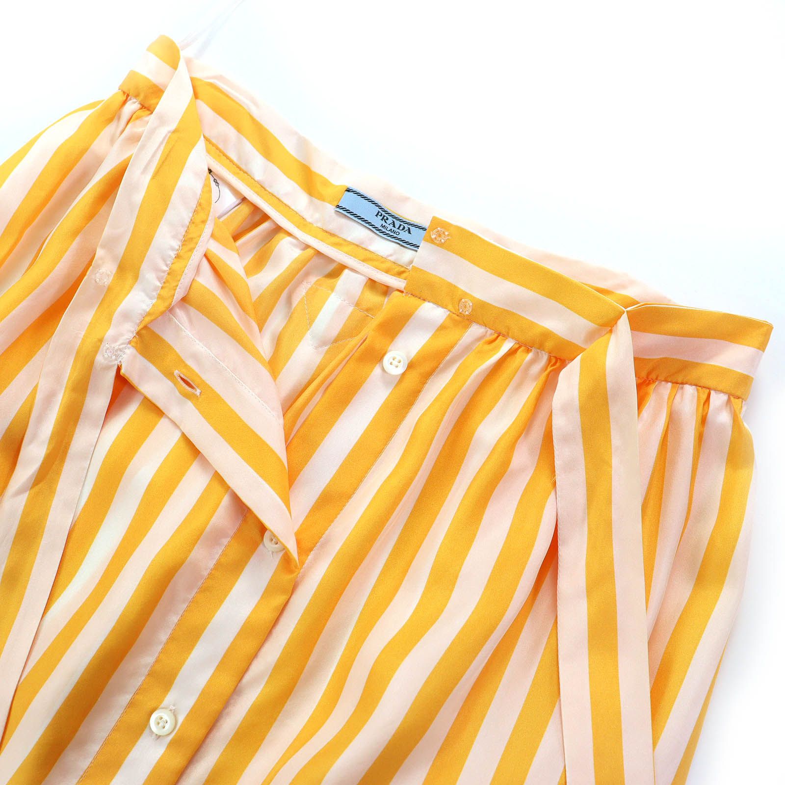 極美品△PRADA プラダ 2021年製 P116U シルク100％ トライアングルロゴ