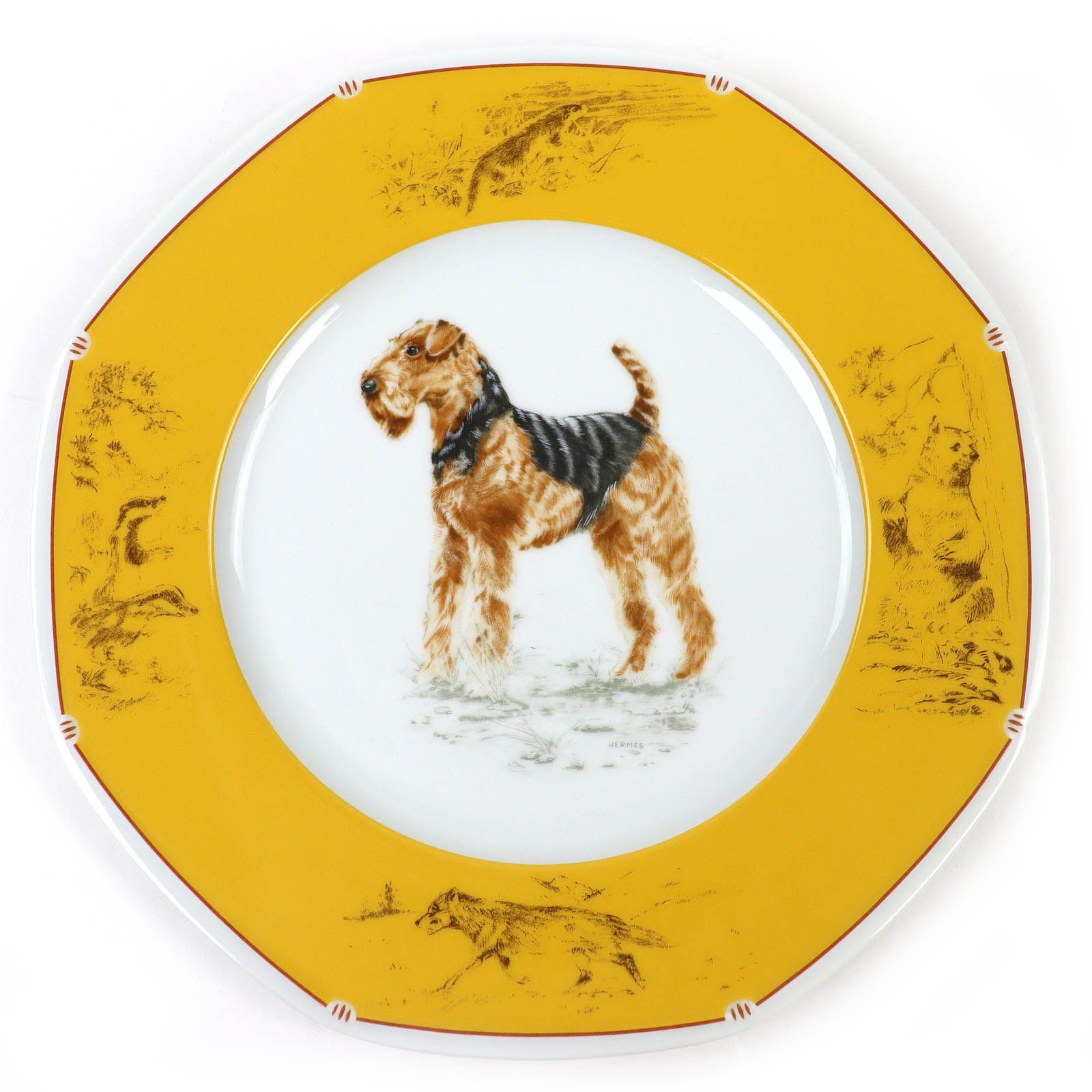 HERMES 犬のイラスト 陶器皿 専用ボックス付き HERMES 犬のイラスト 陶器皿 専用ボックス付き