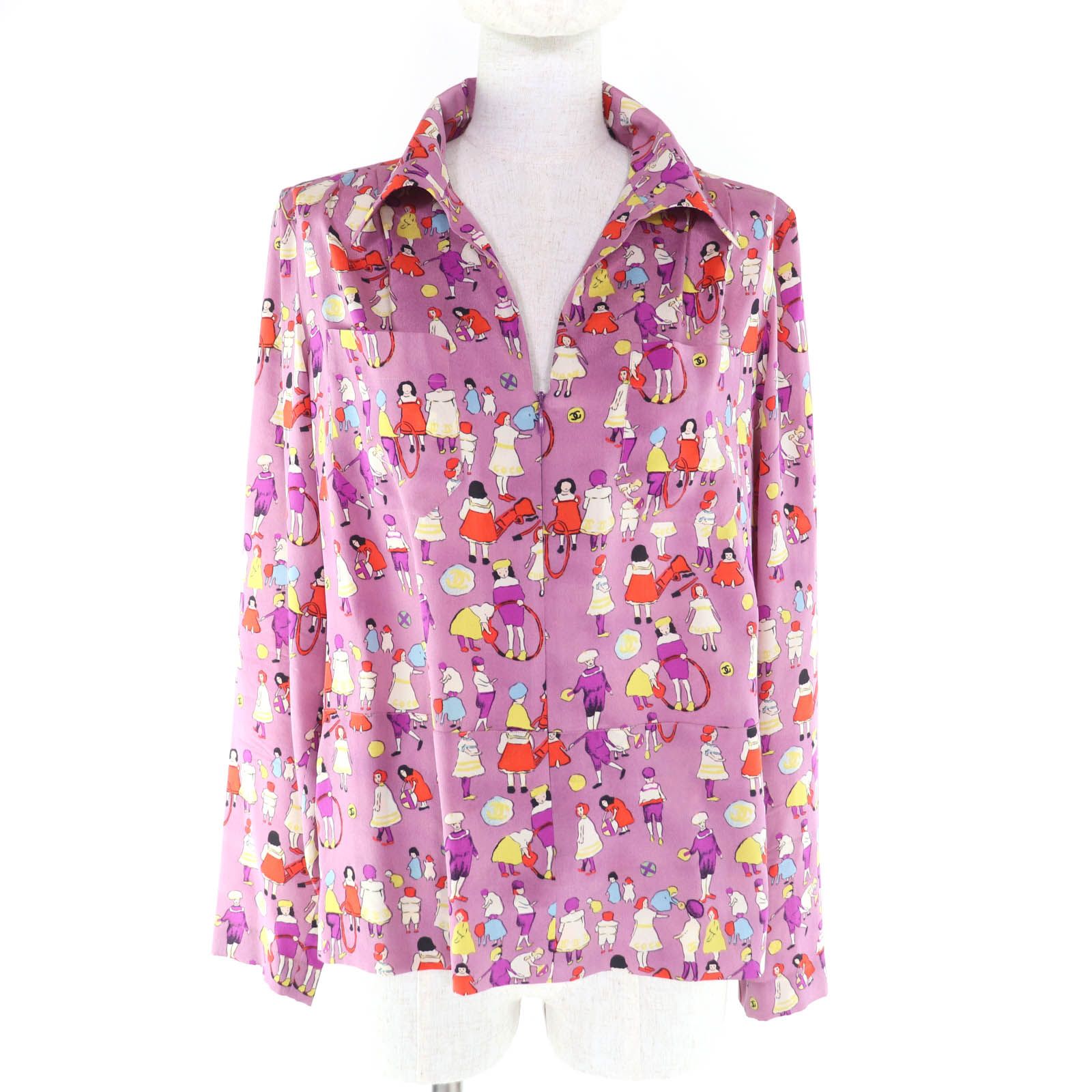 極美品☆CHANEL シャネル ヴィンテージ 01P P17253 シルク100％ ココ