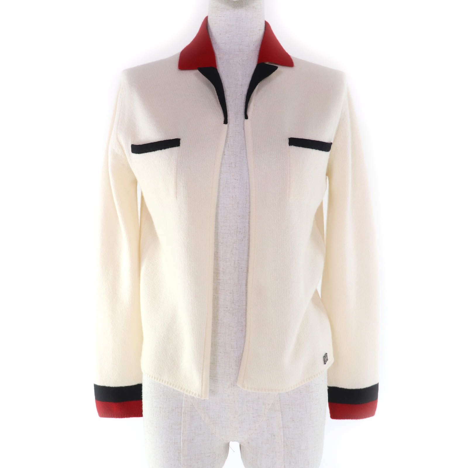 シャネル　ピンク ニットカーディガン ホワイト襟 CHANEL（シャネル）カーディガン ピンク サイズ:38(S位) レディース