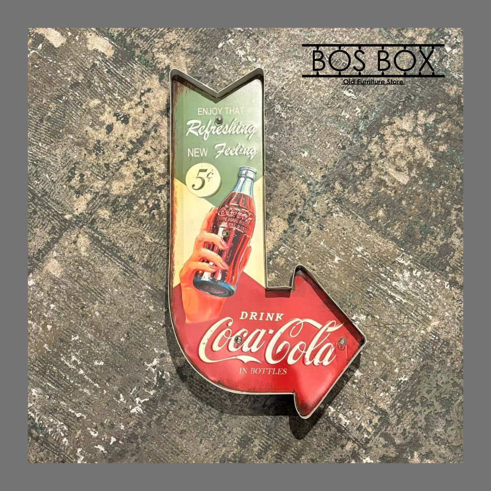 Coca-Cola コカ・コーラ メタルサイン ブリキ看板 豆電球付き 矢印型