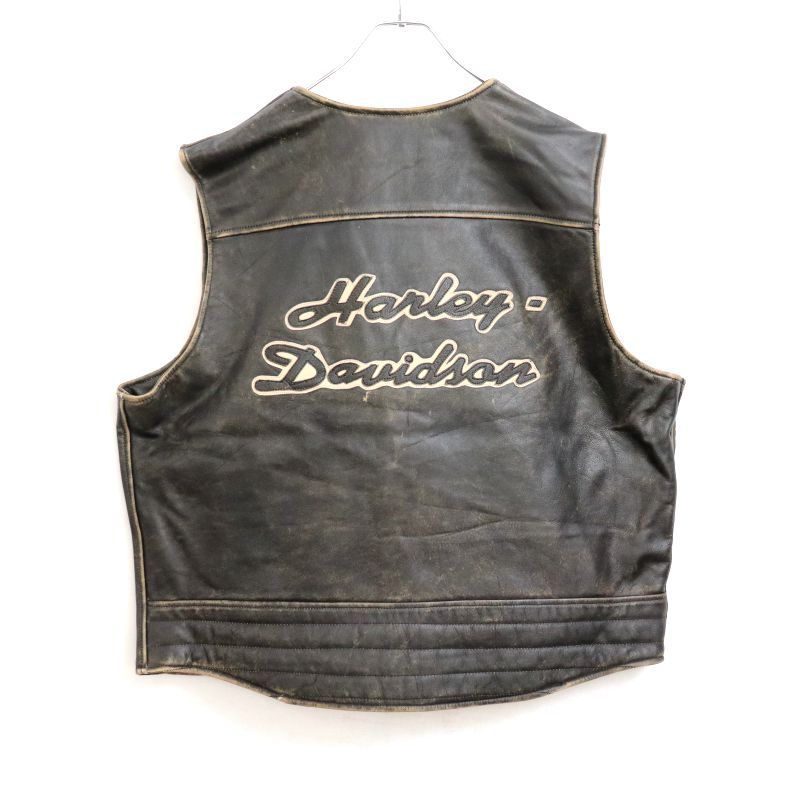 90s vintage HARLEY DAVIDSON レザー ベスト メンズ 表記XXLサイズ