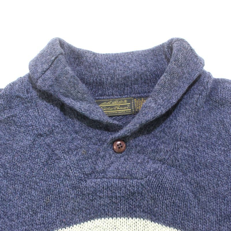 80s USA製 vintage Eddie Bauer ショールカラー ニットセーター メンズ