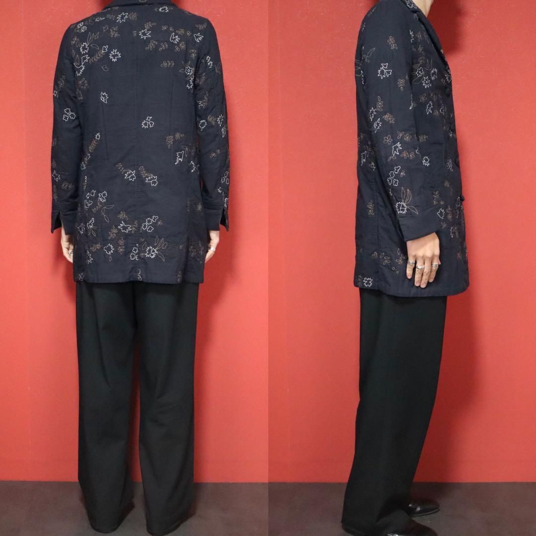 HaaT イッセイミヤケ インド製 手織り 総柄 刺繍デザイン ロングコート