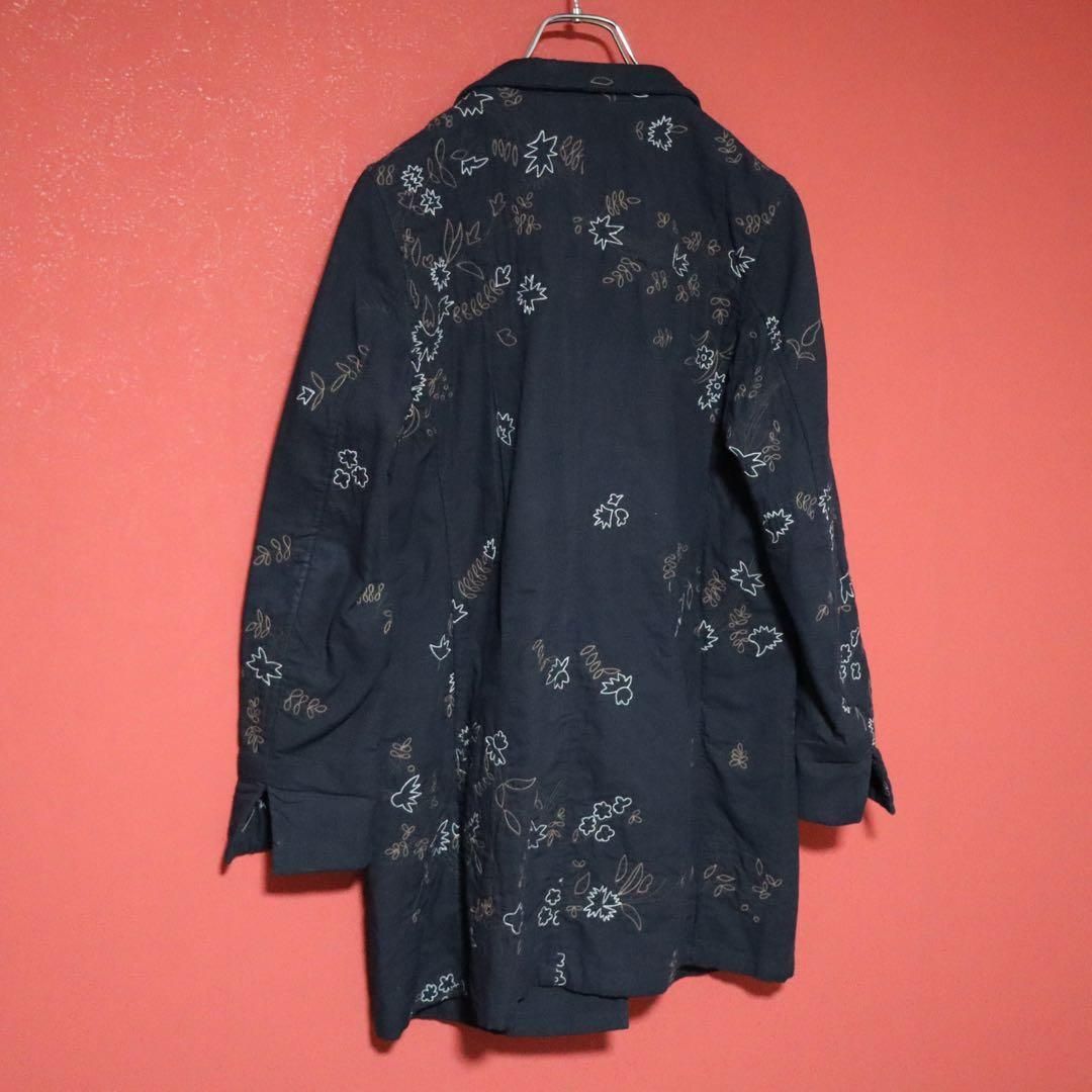 【希少】イッセイミヤケ　Haat エスニックな刺繍がポイントの長袖 HaaT イッセイミヤケ インド製 手織り 総柄 刺繍デザイン ロングコート