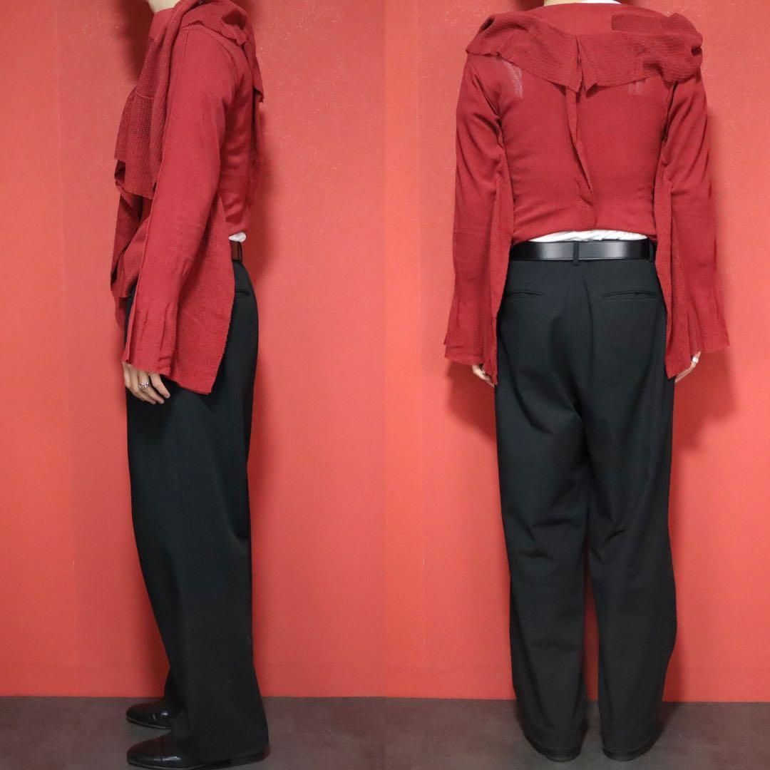 ISSEY MIYAKE FETE フリル切替 変形シルエット レッド ブラウス - メルカリ